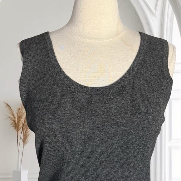 Sutton Studio Cashmere Tank Top Sweater Sz L Womens Base Layer Dark Gray Classic - Picture 2 of 6